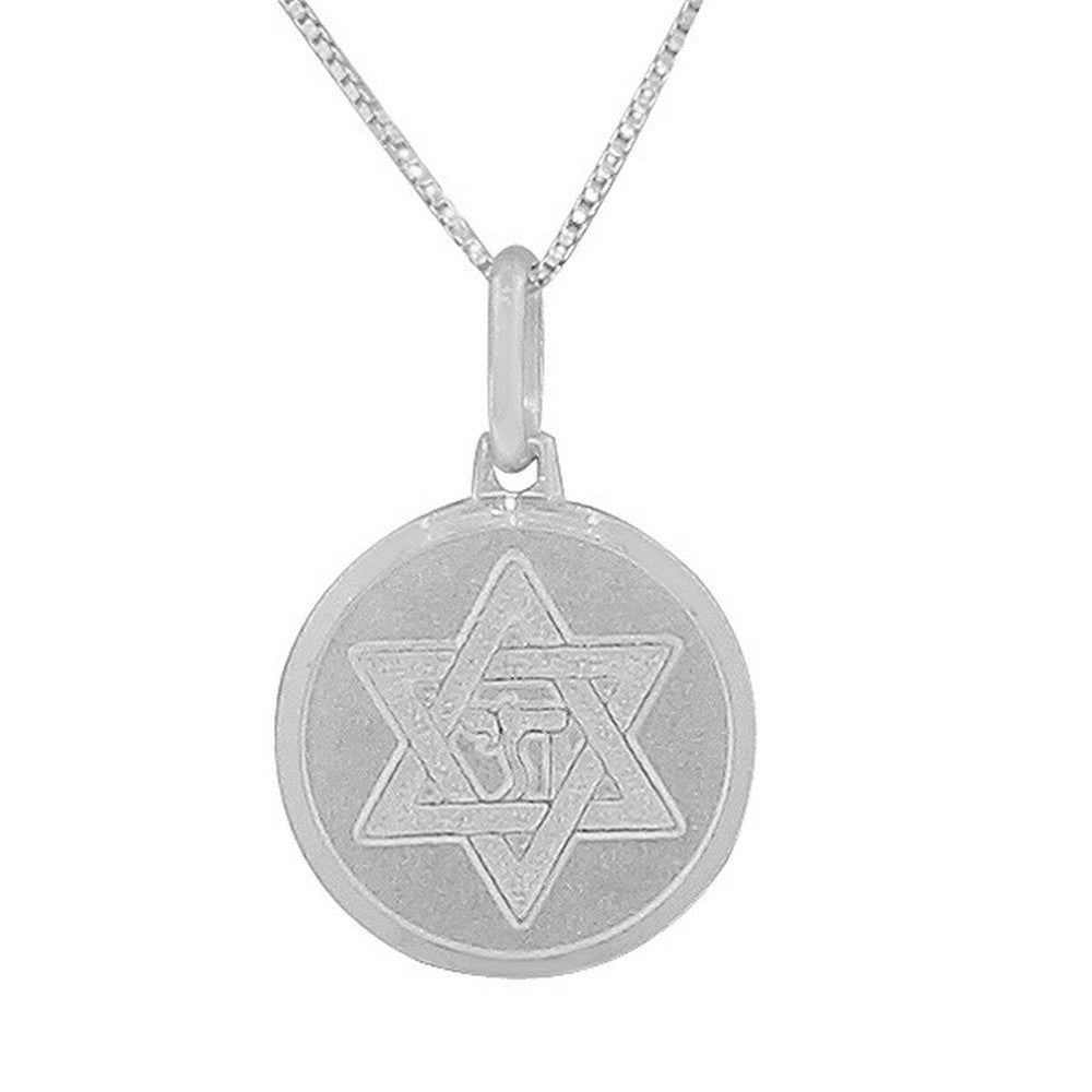 Sterling Silver Jewish Star of David Chai Unisex Pendant Necklace