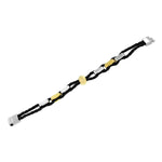 Stainless Steel Black Leather Two-Tone Men's Wristband Bracelet