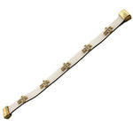 Fashion Alloy White Leather Yellow Gold-Tone White CZ Cross Religious Wristband Wrap Bracelet