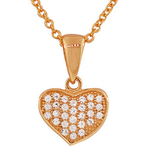 925 Sterling Silver Love Heart White CZ Pendant Necklace with Chain