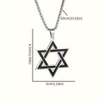 My Daily Styles Men’s Stainless Steel Star of David Pendant Necklace – Black Enamel Inlay Magen David with 24 Inch Chain, Available in Gold Tone or Silver