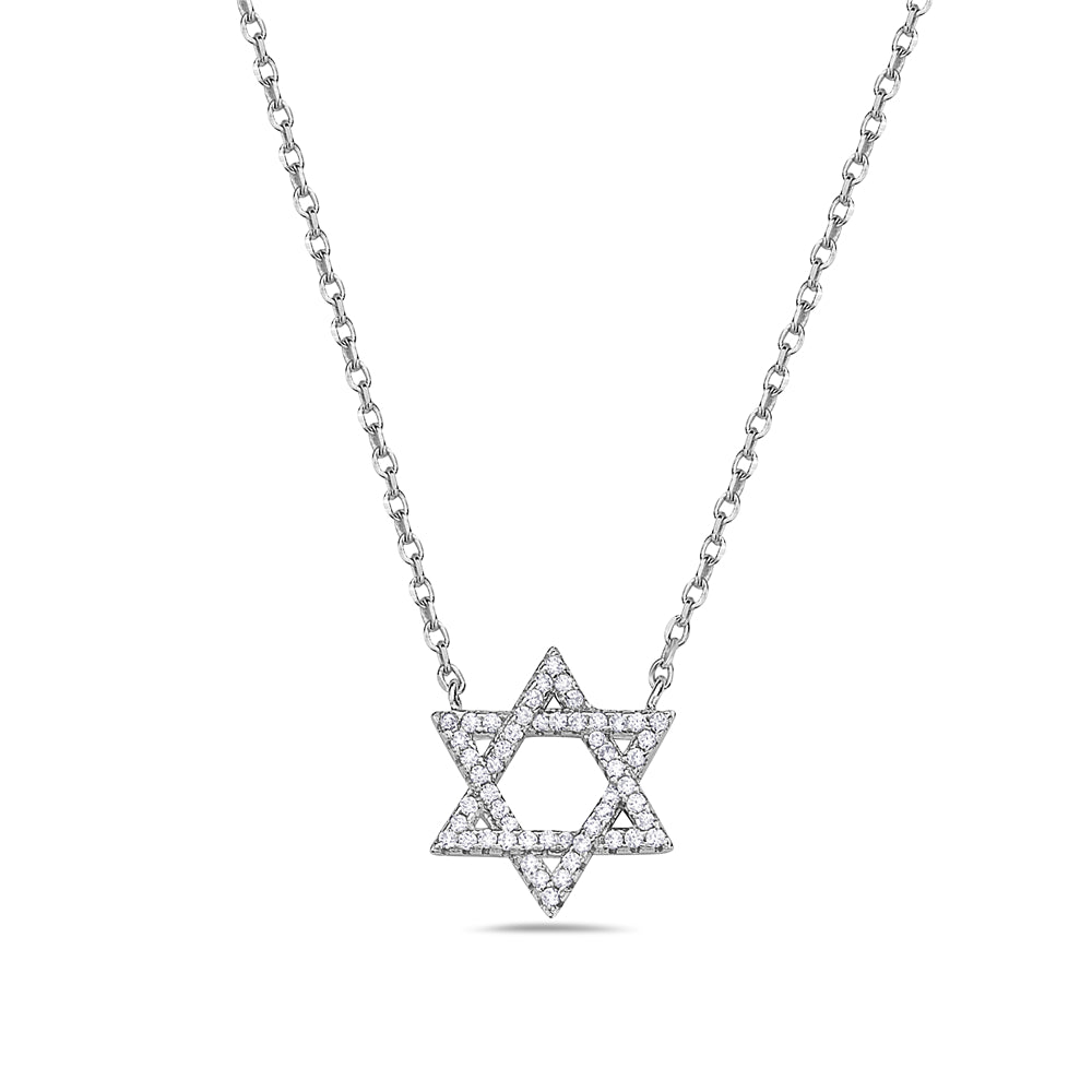 Rose Star of David Sterling Silver Necklace