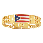 My Daily Styles Men's Stainless Steel Puerto Rico Flag Link Bracelet, 8.5 Inches
