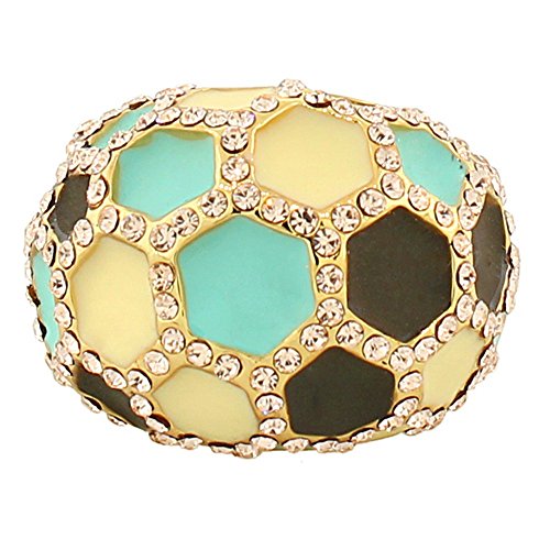 My Daily Styles Fashion Alloy Yellow Gold-Tone Brown White Turquoise-Tone Statement Cocktail Ring