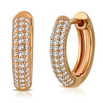 925 Sterling Silver Rose Gold-Tone White Clear CZ Hoop Huggie Earrings