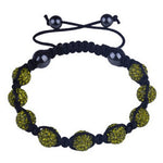 Green CZ Black Cord Adjustable Macrame Bracelet