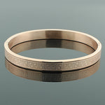 Stainless Steel Rose Gold-Tone Greek Key Bangle Bracelet