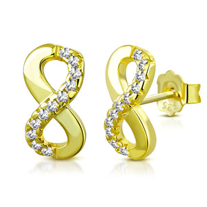 925 Sterling Silver White CZ Stud Infinity Women and  Girls Stud Earrings