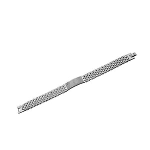 Stainless Steel Silver-Tone Padre Nuestro Lord's Prayer Spanish Men's Link Chain Bracelet