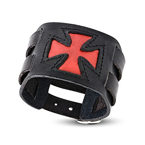 Red Cross Leather Bracelet