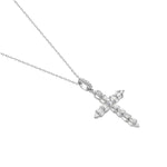 My Daily Styles 925 Sterling Silver Womens or Girls Cubic Zirconia Cross Pendant Necklace And Adjustable Chain 16"-18"
