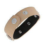 Faux Pink Leather Silver-Tone CZ Snap Wristband Womens Bangle Bracelet