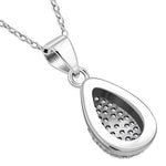 925 Sterling Silver White Clear CZ Teardrop Stud Earrings Pendant Necklace Set