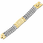 Stainless Steel Two-Tone Men's Religious Lord's Prayer Padre Nuestro Spanish Chain Bracelet
