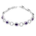 925 Sterling Silver White Multicolor CZ Classic Tennis Bracelet