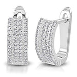 925 Sterling Silver Yellow Gold-Tone Round CZ Hoop Huggie Earrings