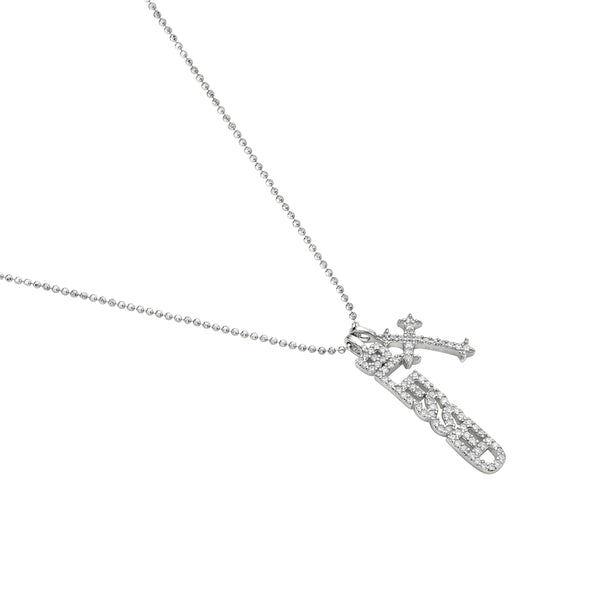 My Daily Styles 925 Sterling Silver Blessed Cross Cubic Zirconia Pendant Necklace With Adjustable Chain 16"-18"