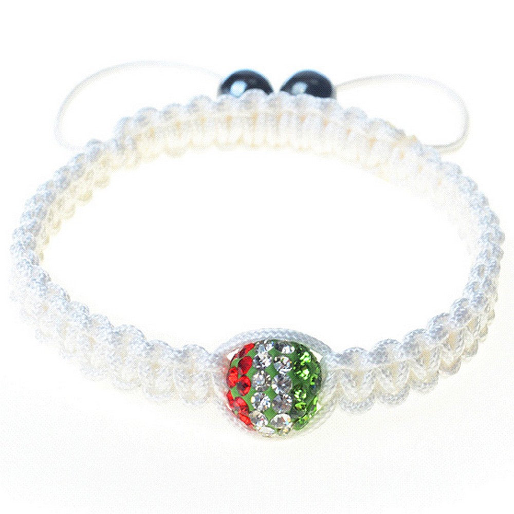 Italy Italian Flag Green White Red Cord Macrame Beaded Adjustable Bracelet