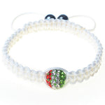 Italy Italian Flag Green White Red Cord Macrame Beaded Adjustable Bracelet