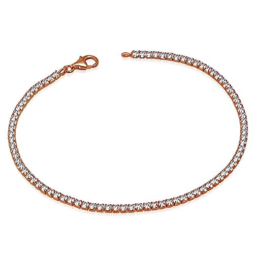 925 Sterling Silver White Clear Round CZ Classic Tennis Bracelet, 7.5"