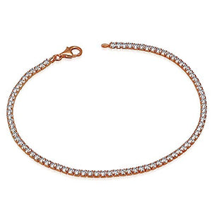 925 Sterling Silver White Clear Round CZ Classic Tennis Bracelet, 7.5"