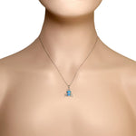 925 Sterling Silver Blue Turquoise-Tone Simulated Opal Frog Pendant Necklace