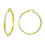 My Daily Styles - Hoop Earrings for Women - Diamond Cut Hoop Earrings - Yellow Gold Plated 925 Sterling Silver Earrings - Lever Back Closure - Flattering Textured Look - 41 mm