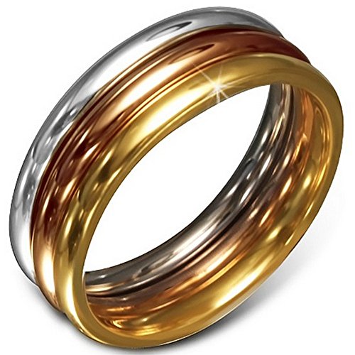 My Daily Styles Stainless Steel Three Gold-Tone Stacking Polished Ring Band Set, 3 mm Wide