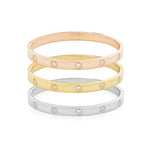 My Daily Styles Stainless Steel Womens Hinged CZ Bangle Bracelet Size 7 Inches