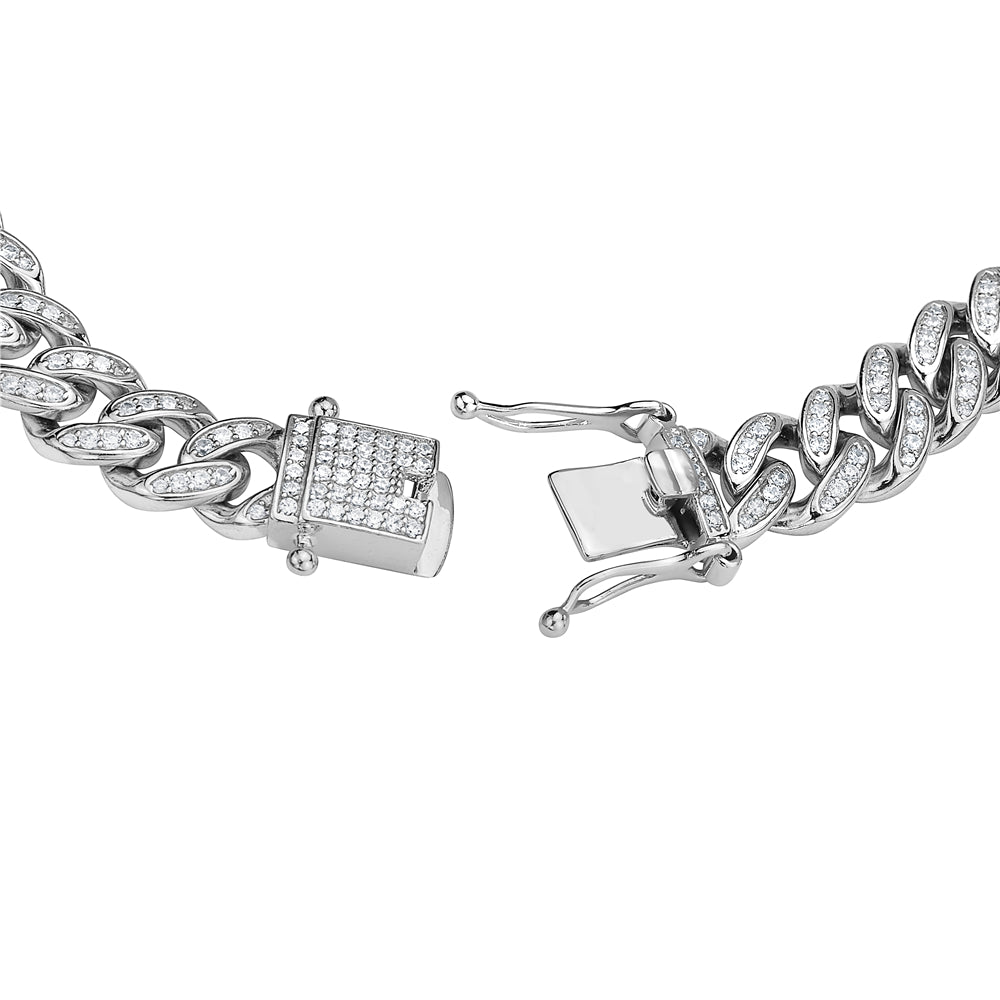 My Daily Styles Cubin Link Sterling Silver Cubic Zirconia Elegant Men's Bracelet 9"