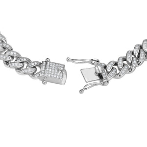My Daily Styles Cubin Link Sterling Silver Cubic Zirconia Elegant Men's Bracelet 9"