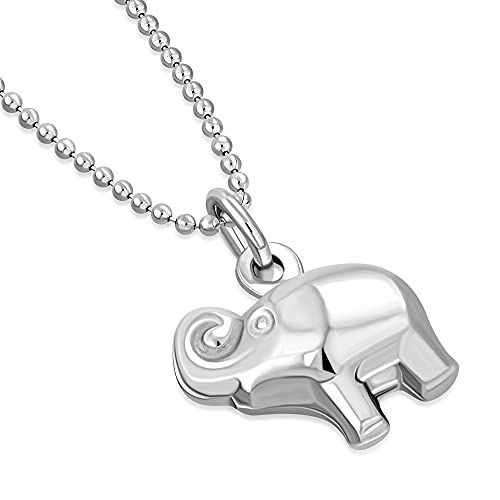 Womens 925 Sterling Silver Elephant Pendant Necklace