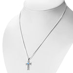 Women's Synthetic Opal Cross Celtic Knot Silver Pendant Necklace