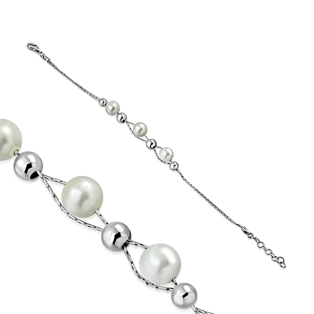 My Daily Styles Women's Simulated Pearl 925 Sterling Silver Bracelet