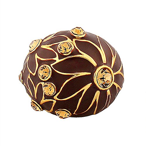 My Daily Styles Fashion Alloy Yellow Gold-Tone Brown CZ Flower Floral Design Statement Cocktail Ring
