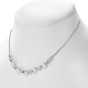 Women's Simulated Pearl 925 Sterling Silver Necklace