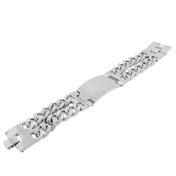 Stainless Steel Our Father Lords Prayer Spanish Cross Mens Chain Bracelet