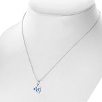 925 Sterling Silver Blue Opal Tropical Fish Pendant Necklace