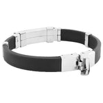 My Daily Styles Stainless Steel Black Rubber Silicone Silver Gold-Tone Cross Mens Bracelet