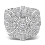 Men's 925 Sterling Silver Round Statement Ring Cubic Zirconia