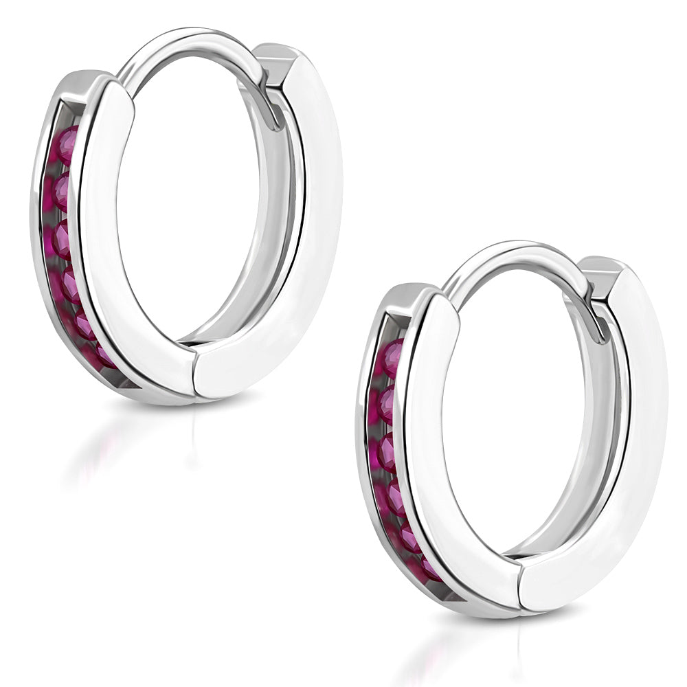 Hoop Huggie Earrings Girls Silver Plated Brass Cubic Zirconia