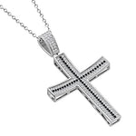 Men's 925 Sterling Silver Cross Pendant Necklace Cubic Zirconia