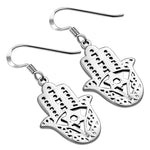 925 Sterling Silver Hand Of Fatima Hamsa Star Of David Dangle Drop Hook Earrings
