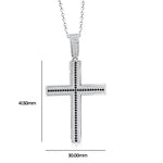 Men's 925 Sterling Silver Cross Pendant Necklace Cubic Zirconia