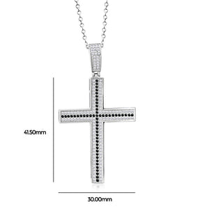 Men's 925 Sterling Silver Cross Pendant Necklace Cubic Zirconia
