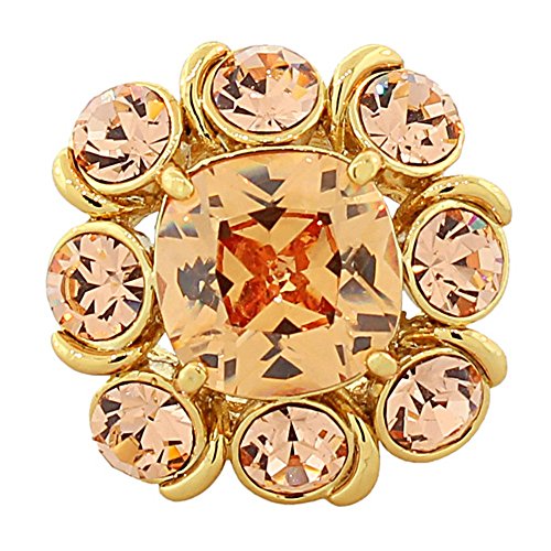 My Daily Styles Fashion Alloy Yellow Gold-Tone Brown Peach-Tone CZ Statement Cocktail Ring