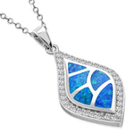 Blue Marquise Necklace Pendant 925 Sterling Silver Simulated Opal Cubic Zirconia