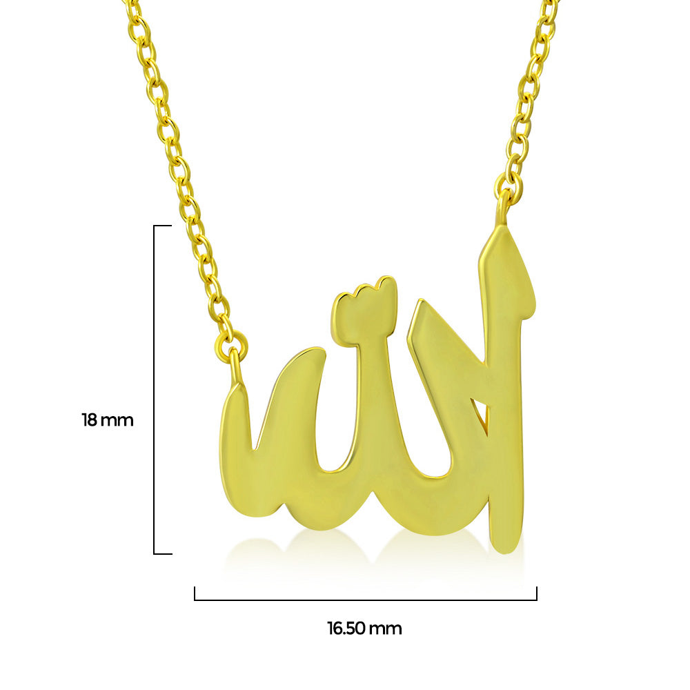 My Daily Styles - Allah Necklace - Islamic Symbol Jewelry - Religious Pendant Necklace - Yellow Gold Plating Over 925 Sterling Silver Necklace - Arabic Word for God – 18″