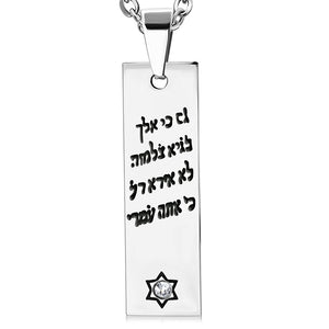 Stainless Steel Hebrew Blessing Jewish Star of David CZ Necklace