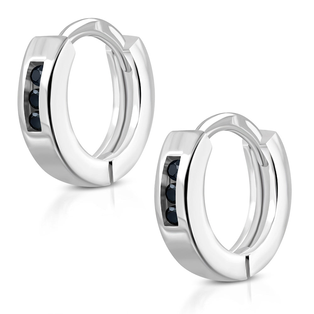Hoop Huggie Earrings Girls Silver Plated Brass Cubic Zirconia
